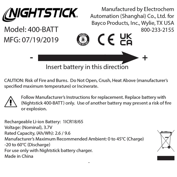 400-BATT: Replacement Li-ion Battery - TAC-400/500 Series - Image 2