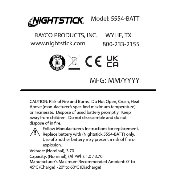 5554-BATT: Replacement LiPo Battery - XPR-5554G Series - Image 2