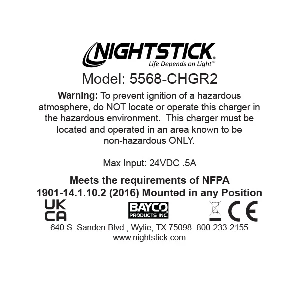 5568-CHGR2: Snap-in Rapid Charger for the 5566/68 INTRANT® Angle Lights - Image 2