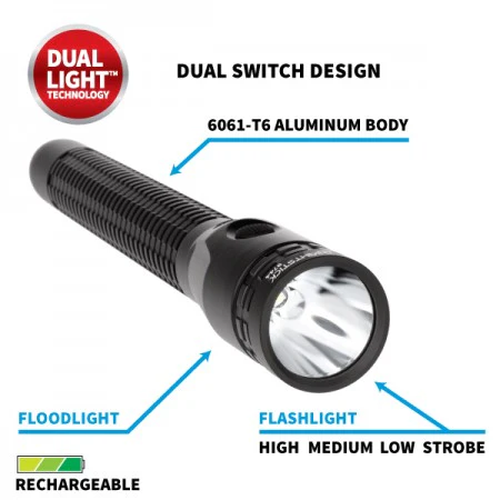 NSR-9744XLLB: Metal Full-Size Dual-Light Rechargeable Flashlight (light & battery only) - Image 3