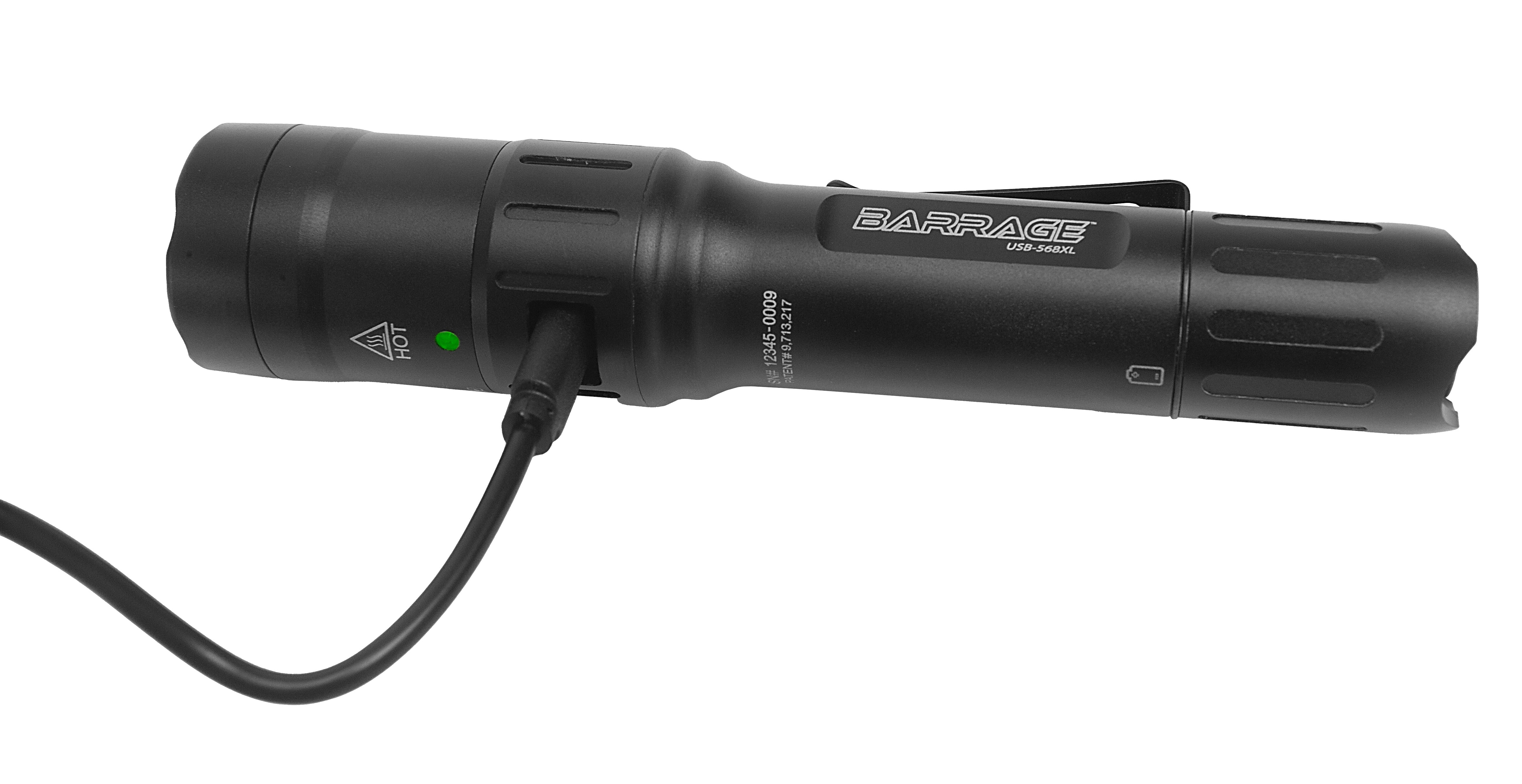 USB-568XL: BARRAGE™ - USB Tactical Flashlight with Red and Green Floodlight - Black - Image 4
