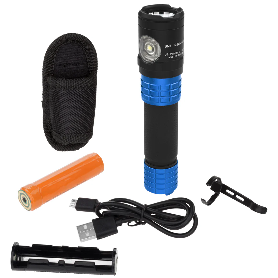 USB-578XL-BL: USB Dual-Light Rechargeable Flashlight w/Holster - Blue - Image 5