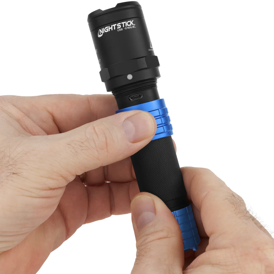 USB-578XL-BL: USB Dual-Light Rechargeable Flashlight w/Holster - Blue - Image 6
