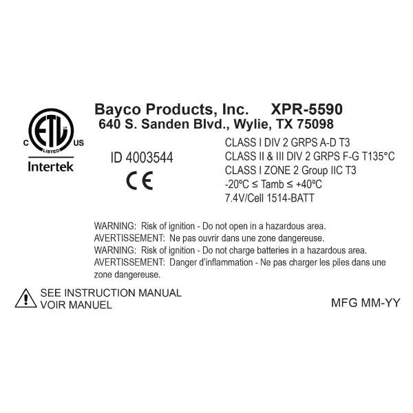 XPR-5590RX: Intrinsically Safe Rechargeable LED Scene Light w/Magnetic Base - Image 2
